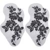 GORGECRAFT 4Pcs Sequin Embroidered Flower Lace Applique Beaded Trim Patches Cloth Sew on Floral Motif Fabric Collar Patch for Wedding Gown Dress Bridal Clothing Jacket Bag Decor DIY Crafts Black view 1