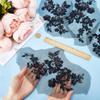 GORGECRAFT 4Pcs Sequin Embroidered Flower Lace Applique Beaded Trim Patches Cloth Sew on Floral Motif Fabric Collar Patch for Wedding Gown Dress Bridal Clothing Jacket Bag Decor DIY Crafts Black view 3
