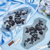 GORGECRAFT 4Pcs Sequin Embroidered Flower Lace Applique Beaded Trim Patches Cloth Sew on Floral Motif Fabric Collar Patch for Wedding Gown Dress Bridal Clothing Jacket Bag Decor DIY Crafts Black view 4