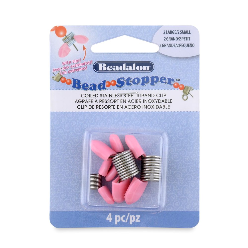 Beadalon Bead Stopper, Combo Pack, Pink Tips, 2 Large, 2 Small, 4 pc