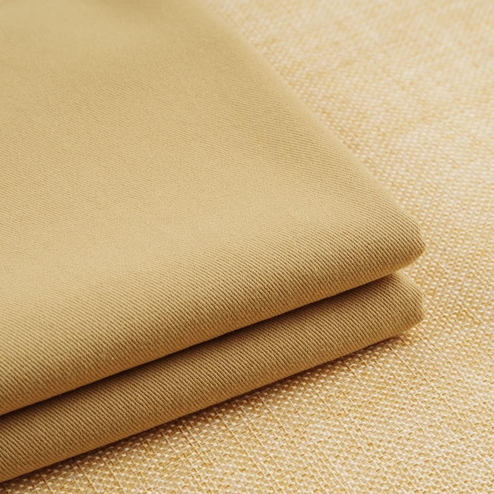 100% Cotton Twill Cloth Fabric Single-Yarn Drill Fabric for Pants, Wind Cheater, Jacket, Fashion Design Apparel Cloth by The Yard (Khaki)