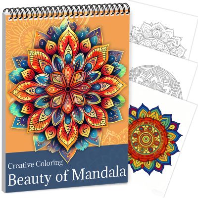 CKMOREL Mandala Coloring Book for Adult Spiral Bound Lay Flat Mandala Coloring Book for Women 24 Pages One Sided Design Gift for Adult to Relax and Relieve Anxiety - Beauty of Mandala