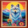 Foxdiviy Stamped Cross Stitch Kits Full Range of Embroidery Needlework Starter Kits for Beginners Adults 11CT Embroidery Patterns Art Crafts DIY Needlepoint Kits-Sunrise Wolf 16x20 inch view 1