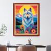Foxdiviy Stamped Cross Stitch Kits Full Range of Embroidery Needlework Starter Kits for Beginners Adults 11CT Embroidery Patterns Art Crafts DIY Needlepoint Kits-Sunrise Wolf 16x20 inch view 2