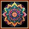 Foxdiviy Cross Stitch Kits - Mandala 18x18 inch - Beginner Friendly - Embroidery Patterns - DIY Needlework - Colorful - No Frame - Includes Threads, Needles, Instructions view 1