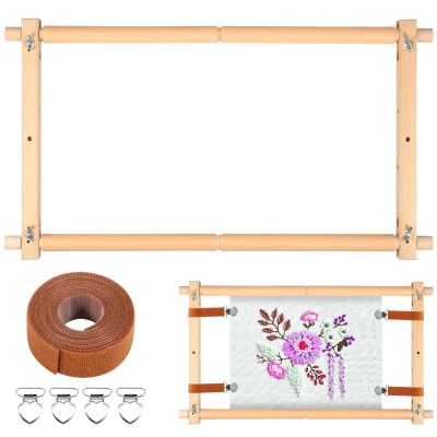 RVEFOT Wooden Cross Stitch Frame, Embroidery Scroll Frame, Cross Stitch Hoop Stand, Embroidery Hoop Holder, Adjustable Needlepoint Stretcher Frame, Embroidery Tapestry Quilting Frame (54.5cm)
