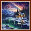 Foxdiviy Stamped Cross Stitch Kits Full Range of Embroidery Needlework Starter Kits for Beginners Adults 11CT Embroidery Patterns Art Crafts DIY Needlepoint Kits-Arctic Snow Scenery 18x18 inch view 1
