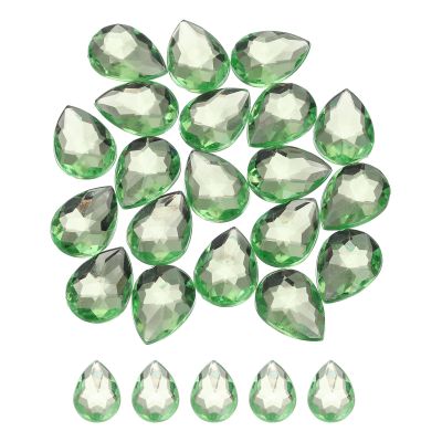 MECCANIXITY 20PCS Flat Back Acrylic Teardrop Gems 18x25mm Artificial Rhinestones for DIY Crafts Bead Wedding Party Face Painting Jewelry Making Light Green