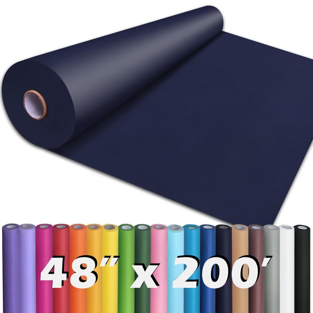 PerkHomy 48" x 2,400" (200') Navy Blue Kraft Paper Roll for Craft Bulletin Board Paper Art Table Covering Crafting Gift Wrapping Bouquet Packing Parcel 80GSM 55LB (Navy Blue, 48" x 200')