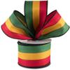 Red Yellow Green Striped Ribbon - 2 1/2" x 10 Yards, Wired Edge, Rastafari, Kwanzaa Decor, Wreath, Christmas, Ghana view 2