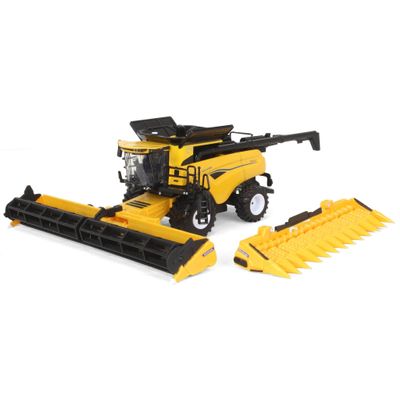 Agriculture New Holland CR8.90 Combine with Corn & Grain Heads, 1/64 Scale, Yellow, Adult Collectible, Farm Equipment, Combine, Tractor, 8in L x 3in W x 3in H