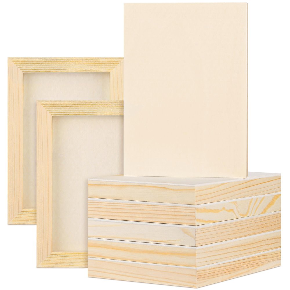 Aodaer 8 Pack Wood Panels 5 x 7 Inch Wooden Panels Canvas Unfinished Craft Wood Boards Panels for Art Crafts Acrylic and Oil Painting Pouring DIY Projects
