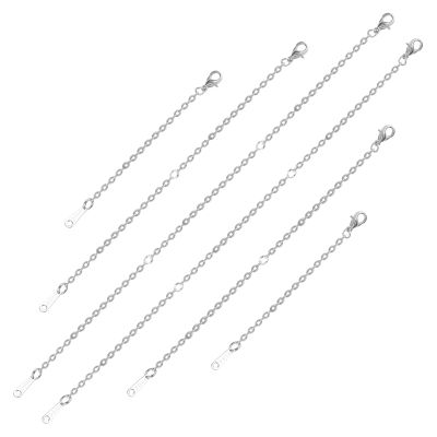 Mikovivi 6pcs Necklace Extender Chains, 3 Inch 5 Inch 7 Inch Stainless Steel Jewelry Extenders Lobster Clasp Bracelet Extender Chain Extender for Jewelry Necklace Bracelet Anklet (Silver)