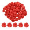 uxcell 100pcs 1.5cm Mini Ribbon Roses Satin Ribbon Flower Rose Artificial Fabric Flowers for DIY Crafting Accessories Sewing Wrapping Wedding Gift Decoration, Red view 1