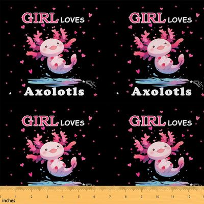 Feelyou Cute Axolotl Fabric by The Yard 5 Yard Cartoon Salamander Decorative Fabric Kawaii Ocean Sealife Upholstery Fabric for Chairs Reptile Animal DIY Reupholstery Fabric Funny Soft Flannel