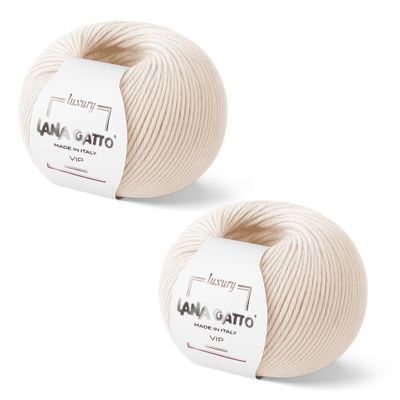 2-Pack Cashmere and Extra-fine Merino Wool Luxury Yarns for Hand Knitting and Crocheting, Made in Italy, 3.56oz / 436 yd (Ivory - 1001, 2)