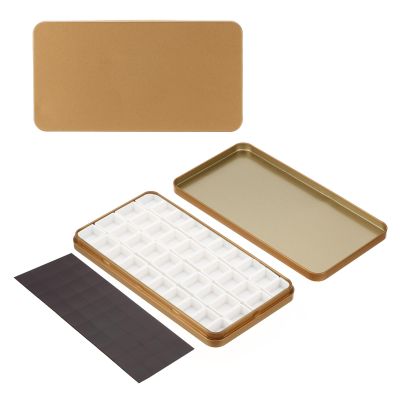 PATIKIL Empty Watercolor Palette, Metal Watercolor Tin with 40pcs Half Pans and Magnetic Sticker Paint Case with Lid Paint Box for Travel Gouache, Rose Gold