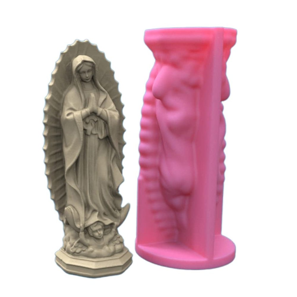 Xuanxi Silicone Mold, 3D Soap Moulds Virgin Mary Fondant Cake Decorating Baking Tools Sculpture Aromatherapy Candle Silicone Mold DIY Tool