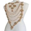 Handmade Rhinestone lace Applique Sewing Shining Beads Stones Trim Crystal Fringe Patches for Dress Clothes Back Accessories 10X21in (Champagne) view 3