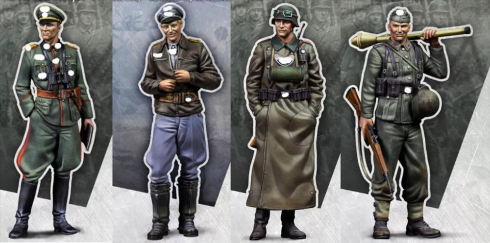 1/35 WWII German Soldier Resin Model Kit Unpainted and Unassembled Resin Model Parts (4 Persons)//I7N5-11