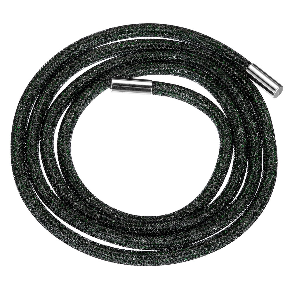 uxcell Rhinestone Tube Rope, 138cm Round Bling Diamond Tube String for DIY Hoodie Drawstring Sweatpants Belt Garment Accessories,Black Mesh Dark Green