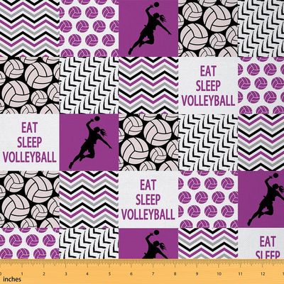 Feelyou Volleyball Upholstery Fabric for Chairs 3 Yards Girls Volleyball Upholstery Fabric for Chairs Sport Game Fabric by The Yard Ball Purple Soft Flannel Decorative Fabric