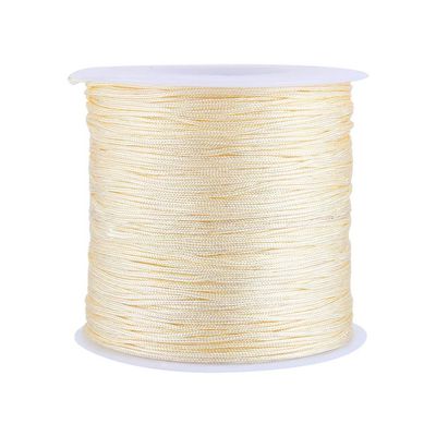 Chinese Knot Cord, 100Mx0.8mm Nylon Chinese Knot Cord Rattail Thread String Round Knitting Cord Beige for Micro Macrame Jewelry Making