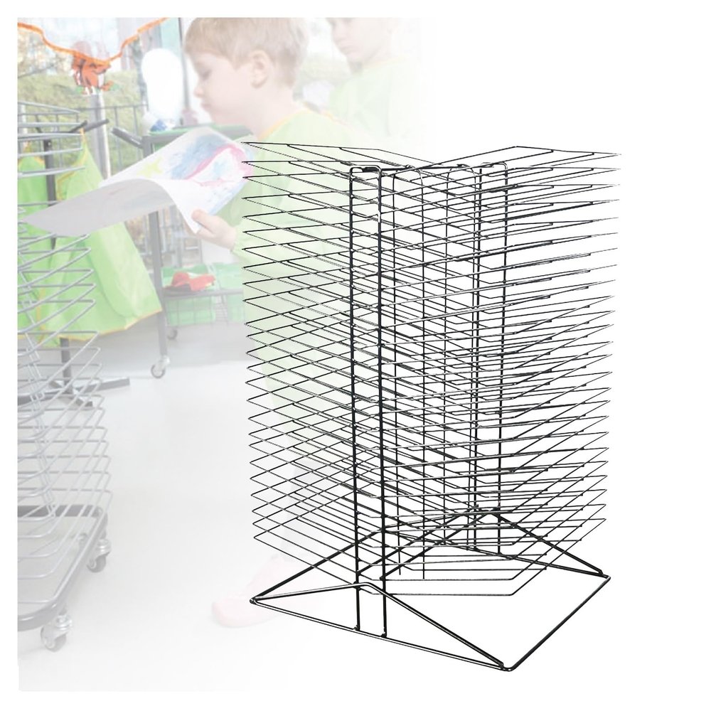 DIFN Clothes Rack Mobile Art Clothes Rack, 50-Layer Clothes Rack Art Studio, Educational Product Clothes Rack, Space Saving Rack (for A3 Artwork/Paintings)