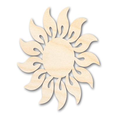 Unfinished Wood Radiant Sun Silhouette | Summer | Celestial | Craft Cutout | up to 46" 20" / 1"