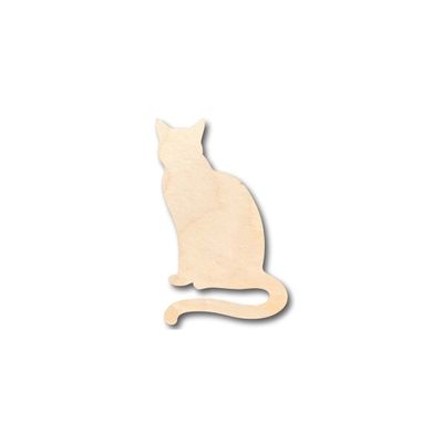 Unfinished Wood Sitting Cat Shape Animal Pet Craft up to 46" DIY 14" / 1"
