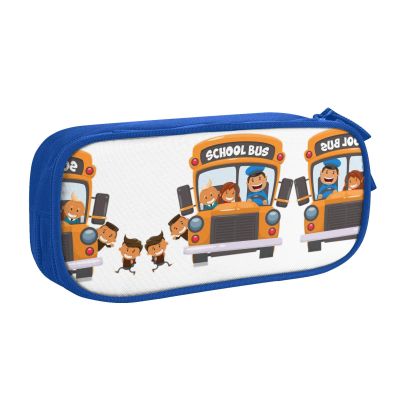 YQxwJL School Bus Print Pencil Cases Pen Box Stationery Makeup Bag, Desk Organizer For College Adults Women Men