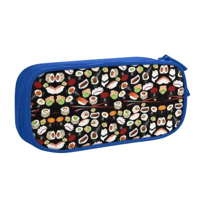 YQxwJL Japanese Sushi Black Print Pencil Cases Pen Box Stationery Makeup Bag, Desk Organizer For College Adults Women Men