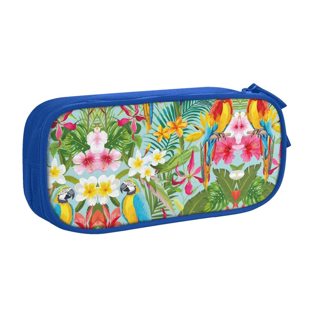 YQxwJL Tropical Plants And Parrots Print Pencil Cases Pen Box Stationery Makeup Bag, Desk Organizer For College Adults Women Men