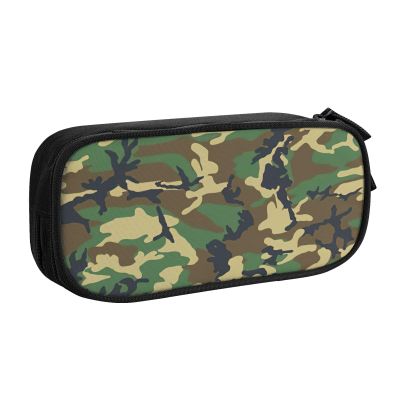 YQxwJL Green Military Camo Print Pencil Cases Pen Box Stationery Makeup Bag, Desk Organizer For College Adults Women Men