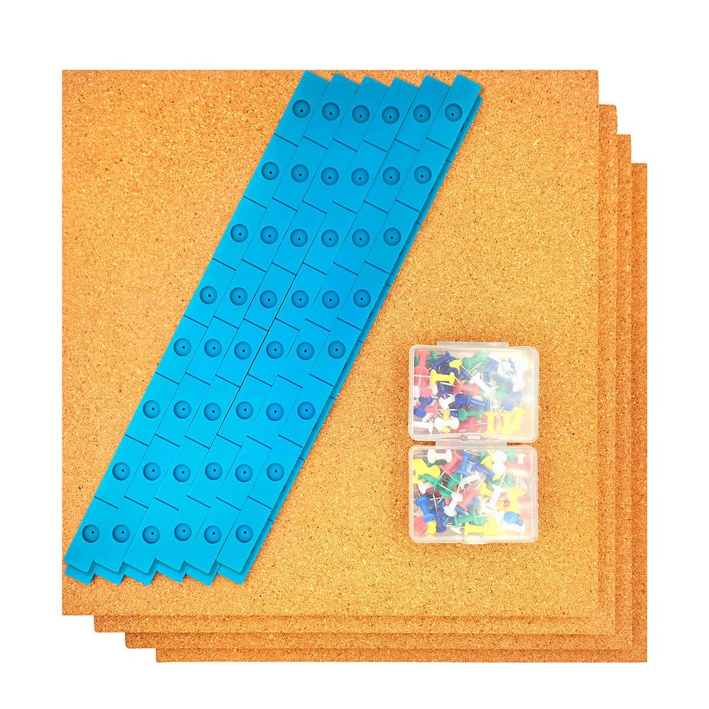 Stained Glass Supplies and Tools, 4 Pcs 12" x 12" Heat Resistant Stained Glass Work Surface, 12 Pcs 12" Layout Blocks for Stained Glass Panels, 100 Pcs Push Pins