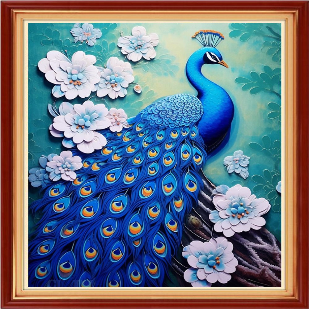 Artvxeay Cross Stitch Kits Stamped Full Range of Embroidery Starter Kits for Beginners Adults DIY 11CT Pre Printed Cross Stitch Kits - (Blue Peacock 16x20 inch)