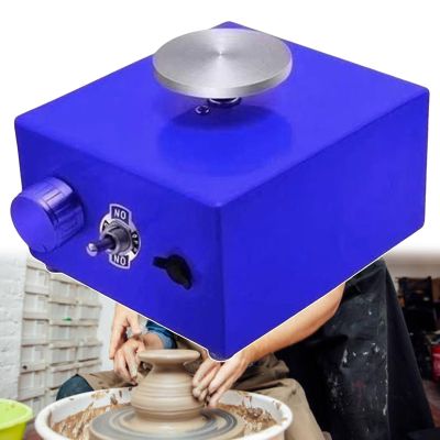 forplubossmmp Mini Ceramic Forming Machine/Aluminum Alloy Rotary Plate Speed Adjustable Electric Pottery Wheel with 8 Pottery Shaping Tools Clay Making Pottery Machine,blue
