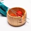 Meeting Love Wooden Knitting Wool Bowl, 15 * 8cm Wool Storage Bowl, Yarn Finishing Box, Knitting Crochet Accessories, Household Yarn Storage, Dark Cover With Lid view 3