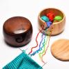 Meeting Love Wooden Knitting Wool Bowl, 15 * 8cm Wool Storage Bowl, Yarn Finishing Box, Knitting Crochet Accessories, Household Yarn Storage, Dark Cover With Lid view 4