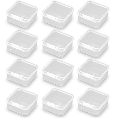 Farmer Mani 24 Pack Clear Square Plastic Beads Storage Containers Box (1.69 x 1.69 x 0.79 Inch),Square Bead Organizers for Small items, Crafts, Beads, Coins, Jewelry and Business Cards