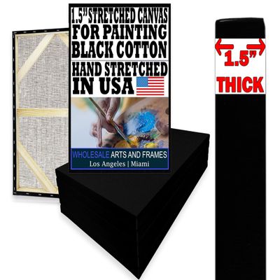 Black Canvases for Painting 11x14 5PK 1.5" 13Oz Black Art Canvas Large 11x14 Stretched Canvas for Painting 11 x 14 Bulk Canvas Value Pack. Blank 11 x 14 Canvases Universal Primed Oil,Acrylic,Gouache