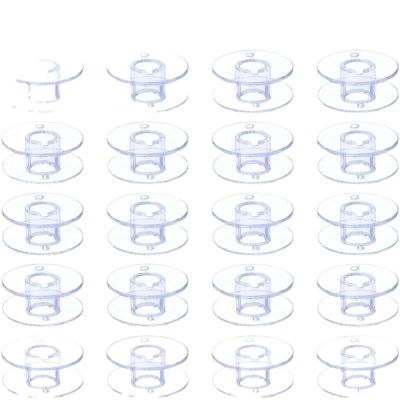 SBTRKT 25 Pcs Sewing Bobbins Spools Clear Plastic Sewing Machine Bobbins with Storage Box Empty Bobbins Spool for Sewing Machine Tools (Color : 25Pcs Bobbins)