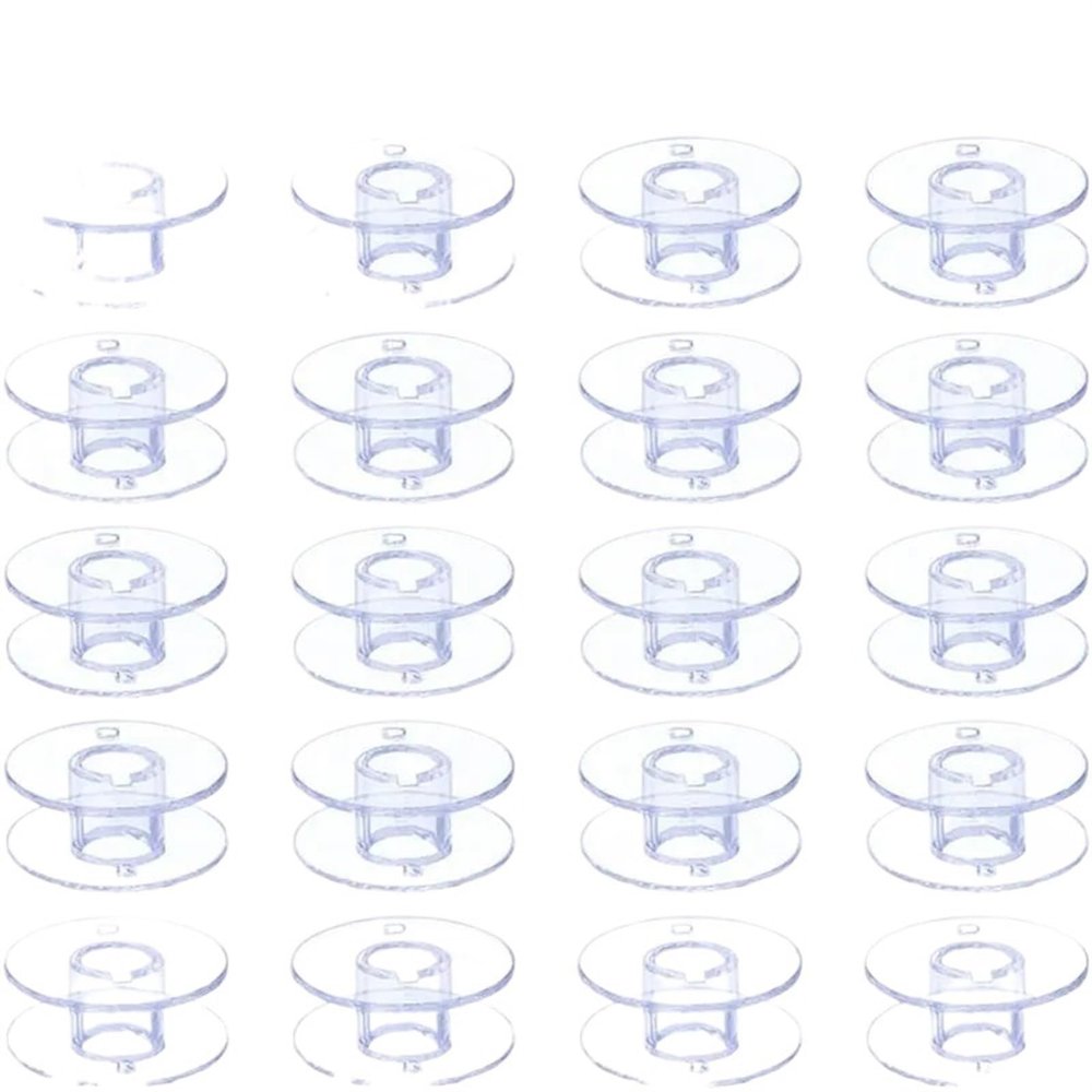 SBTRKT 25 Pcs Sewing Bobbins Spools Clear Plastic Sewing Machine Bobbins with Storage Box Empty Bobbins Spool for Sewing Machine Tools (Color : 25Pcs Bobbins)