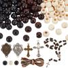 PH PandaHall 744pcs Rosary Jewelry Making Kit First Communion Necklace Natural Wood Beads Making Set Cross Centerpiece Alloy Chandelier and Beading Wires for Easter Eid Mubarak Ramadan view 1