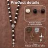 PH PandaHall 744pcs Rosary Jewelry Making Kit First Communion Necklace Natural Wood Beads Making Set Cross Centerpiece Alloy Chandelier and Beading Wires for Easter Eid Mubarak Ramadan view 4