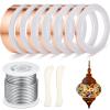 Innconee 10 Pcs Stained Glass Supplies Set Include 1 lb Spool 60/40 Solder for Stained Glass 7 Sizes x 22 Yards Copper Foil Tape 1/8 Dia Solder Copper Foil Tape for Craft view 1