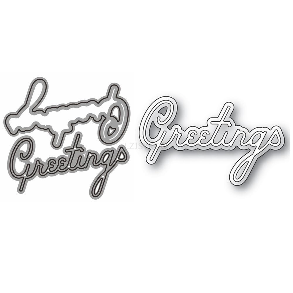 Greetings Die Cuts for Card Making, Words Metal Cutting Dies for Paper Scrapbooking, DIY Stencils for Album Party Wedding Festivals Decoration