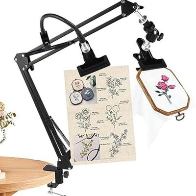 Jkjhbhged Embroidery Hoop Stand: 360 Adjustable Metal Embroidery Hoop Stand for Sewing Crafts