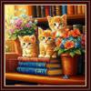 Dimensean Stamped Cross Stitch Kits Full Range of Embroidery Patterns Starter Kits for Beginners Adult DIY Cross Stitches Needlepoint Kits 11CT-Cat Flowers on the Table 18x18 inch view 1