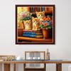 Dimensean Stamped Cross Stitch Kits Full Range of Embroidery Patterns Starter Kits for Beginners Adult DIY Cross Stitches Needlepoint Kits 11CT-Cat Flowers on the Table 18x18 inch view 2